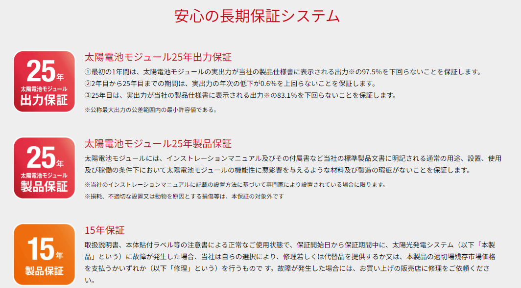 カナディアンソーラー長期保証